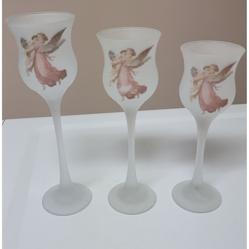 Spiritual Frosted Glass Votive Holders LE Smith Renaissance Mother & Child